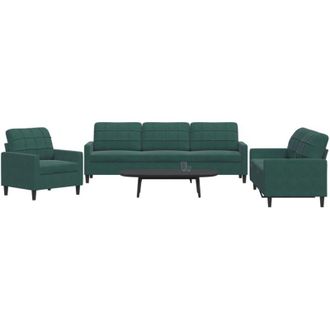 vidaXL Vidaxl - Juego De Sof&aacute;s Con Cojines 3 Piezas Terciopelo Verde Oscuro