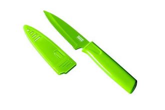 Kuhn Rikon Colori Non-Stick Serrated Paring Knife with Safety Sheath, 4 inch in Green at Nordstrom
