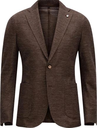 L.B.M. 1911 Bruine Regular Fit Linnen Katoen Americana - Heren - Blazers - Bruin - L - Katoen - Jassen
