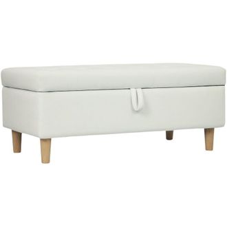 HOMCOM Homcom - Puff Almacenaje Ba&uacute;l Tapizado De Terciopelo 100x50x43 Cm Con Patas De Madera Capacidad 71l Soporta 240 Kg Blanco Crema