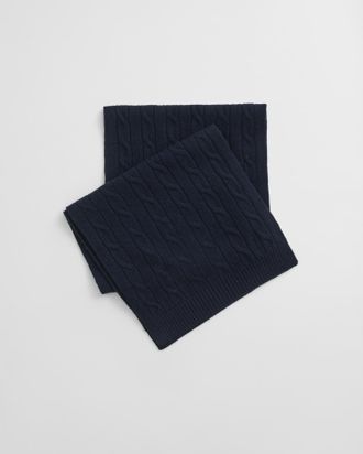 GANT Women Cable Knit Wool Scarf (ONE SIZE) EVENING BLUE