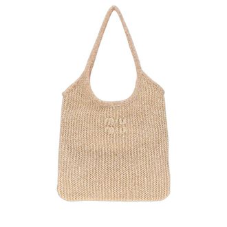Miu Miu Pink Mesh Ivy Shopping Bag Cipria Pa-plastic Polyester Borse A Mano