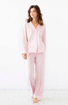 Salua Classic Luxury Pajamas in Brushed Pima Cotton in Light Pink/bubble Gum at Nordstrom, Size X-Small