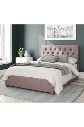 Aspire Home Accents Olivier Upholstered Ottoman Storage Bed, Plush Velvet Fabric in Rose | Size: Super King