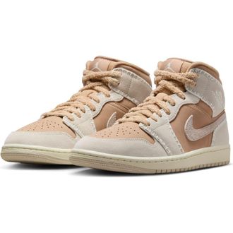Nike Jordan Air Jordan 1 Mid SE Basketball Sneaker in Hemp/Light Brown/Sail at Nordstrom, Size 10.5