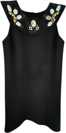 Pringle Of Scotland Black crepe embellished neckline shift dress Size S