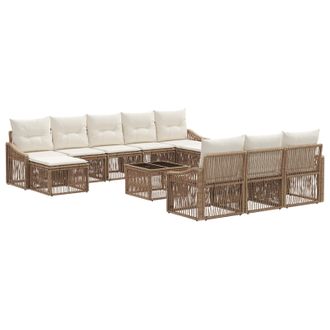 vidaXL Conjunto De Sof&aacute;s De Jard&iacute;n 11 Pcs Beige Rat&aacute;n Sint&eacute;tico Vidaxl
