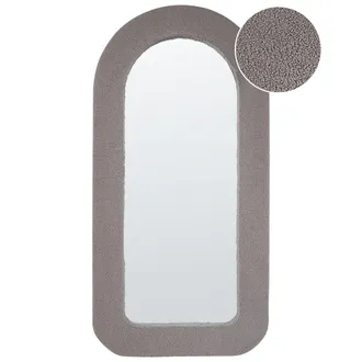 Beliani Beliani - Espejo De Pared Moderno Colgante Decorativo 60 X 120 Cm Marco Mdf Forma Rectangular Arqueada Boucl&eacute; Gris Pardo Cervon