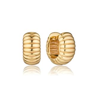 Lily & Roo Gold Ribbed Texture Huggie Hoop Earrings