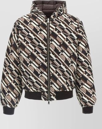 Fendi hooded reversible down jacket ribbed trims