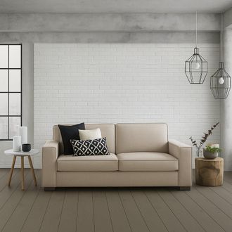 Dmora Sof&aacute; Fijo Dospin, Sof&aacute; De 3 Plazas, 100% Made In Italy, Sof&aacute; De Sal&oacute;n En Tela, Con Reposabrazos Est&aacute;ndar, Cm 220x95h90, Beige - Dmora