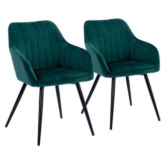 Happy Garden Juego De 2 Sillas De Terciopelo Verde Bertille