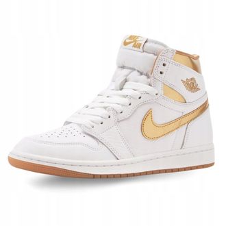 Nike Womens Air Jordan 1 Retro Hi OG Trainers FD2596 Sneakers Shoes (UK 4.5 US 7 EU 38, White Metallic Gold 107)