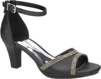 Easy Street Davina Ankle Strap Sandal in Black Satin at Nordstrom, Size 8.5