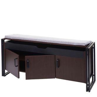 Hhg Hhg - Nunca Usado] Cajonera Con Asiento 159, Cajonera Banco Con Coj&iacute;n, 53x110x30cm Estructura 3d Metal, Marr&oacute;n Oscuro