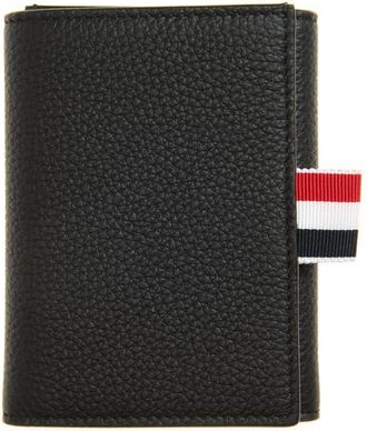Thom Browne Snap Soft Pebble Leather Trifold Wallet in Black at Nordstrom
