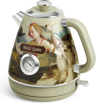 OEM Hervidor El&eacute;ctrico, Estilo Vintage Con Term&oacute;metro, De Acero Inoxidable Y Libre De Bpa, Inal&aacute;mbrico Y Con Apagado Autom&aacute;tico, 1,7 L, 2200 W, Dise&ntilde;o Ren