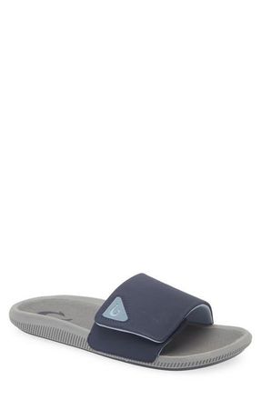 Olukai Ulele Water Resistant Slide Sandal in Blue Depth /Charcoal at Nordstrom, Size 12