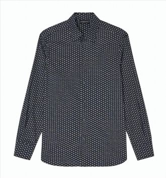 Emporio Armani Tailored Blue Shirt With All-Over Print