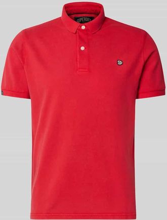 Superdry Regular Fit Poloshirt mit Logo-Stitching in Rot, Gr&ouml;&szlig;e XXXL