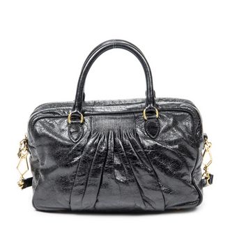 Miu Miu Pre-owned Womens Mini Pleated Boston Shoulder bag - Black - One Size