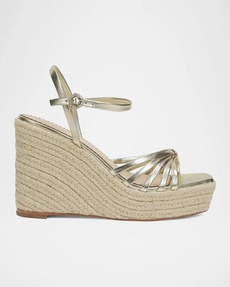 Cinq &agrave; Sept Helen Leather Wedge Espadrilles
