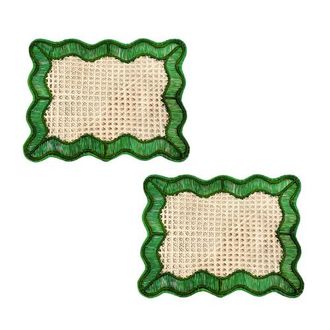 Coro Cora Wavy Rectangular Placemat - Set of 2 in Green/dark Green at Nordstrom