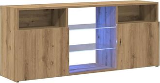 Berkfield Home TV Cabinet with LED Lights Artisian Oak 120x30x50 cm Engineered Wood in Brown | Size: 120 x 30 x 50 cm