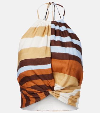 Cala de la Cruz Lodi striped linen crop top