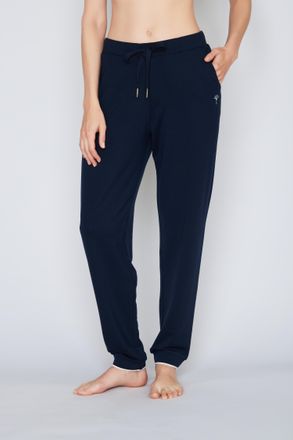 Joop Relaxhose JOOP Leisure, Damen, Gr. 34, N-Gr, blau (navy), Obermaterial: 95% Lyocell, 5% Elasthan, Basic lang, Hosen Relaxhose, mit stylischen Rippb&uuml;nd
