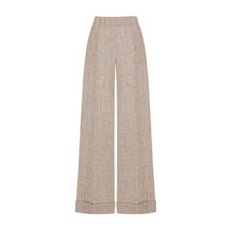 D.exterior Wide Trousers, female, Beige, Size: L pantaloni poliestere