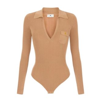 Elisabetta Franchi Dames, Tops, Bruin, Maat: 2XL Leer