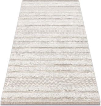 RugsX Rugsx - Carpet eco sisal moroc 22329 zigzag, lines boho fringe - structural beige / cream beige 117x170 cm
