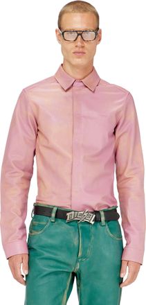 Diesel Shirt in treated leather - Shirts - Man - Pink