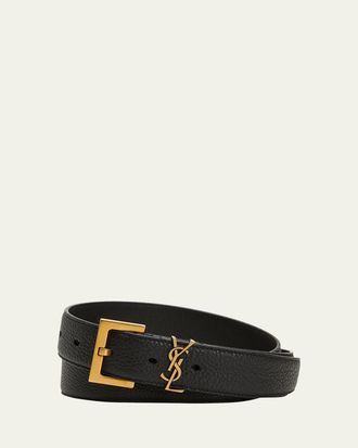 Saint Laurent Mens Monogramme Leather Belt
