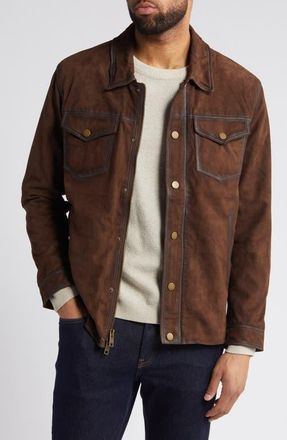 Frye Suede Trucker Jacket in Dark Brown at Nordstrom, Size Small
