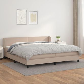 vidaXL Cama Box Spring Con Colch&oacute;n Cuero Sint&eacute;tico Capuchino 200x200cm Vidaxl