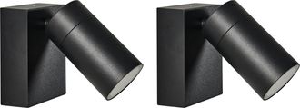 Beliani Conjunto De 2 L&aacute;mparas De Pared Exterior Focos Iluminaci&oacute;n Moderna De Aluminio Negro Manor