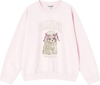 Ganni Puddle Crewneck Sweatshirt - Dames - Sweatshirts - Roze - S - Katoen - Hoodies & sweatvesten