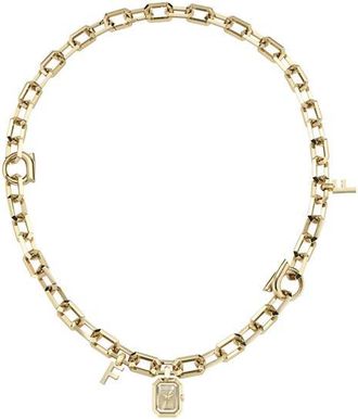 Ferragamo Watch Charm Chain Link Necklace in Yellow Gold at Nordstrom