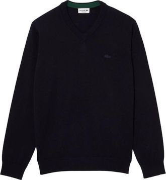 Lacoste Merino Wol Zwart V-hals Trui - Heren - Sweatshirts - Blauw - L - Wol - Hoodies & sweatvesten