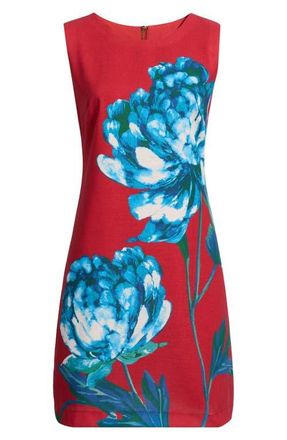 Tahari by ASL Big Flower Sleeveless Sheath Dress in Red Blue at Nordstrom, Size 10