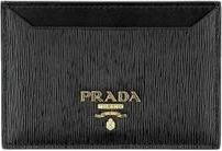 Prada Kalfsleren Portemonnee met Meerdere Kaartsleuven - Dames - Portefeuilles - Zwart - ONE Size - Leer - Accessoires