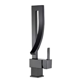 OEM Grifo Mezclador Moderno De Lat&oacute;n Macizo Negro Para Lavabo: Robusto Y Elegante, Con Control Monomando
