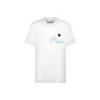 Philipp Plein Tops, Heren, Wit, L, Katoen, Jersey T-shirt Ronde Hals SS