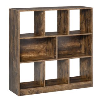HOMCOM Storage Shelf 3-Tier Bookcase Display Rack Home Organizer for Home Office - Living Room - Playroom - Rustic Brown Office - Home Living | TJ Hughes