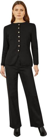 Yumi Chic Peplum Button Up Cardigan in Black at Nordstrom, Size Medium