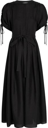Gabriela Hearst Linnea Belted Linen Midi Dress - Black - 48 (UK16 / XL)