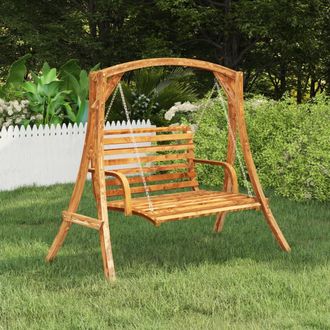vidaXL Columpio De Madera Maciza Curvada Con Acabado De Teca Vidaxl