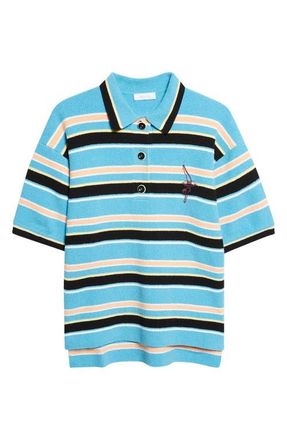 Paco Rabanne Stripe Terry Cloth Polo in Rayures Eponge Bleu/Noir at Nordstrom, Size X-Small